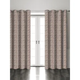 HOMEBREW FURNISHINGS Coffee Brown 2 Pieces Geometric Printed Room Darkening Door Curtains-image-30