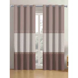 HOMEBREW FURNISHINGS Coffee Brown & Beige 2 Pieces Printed Door Curtains-image-26