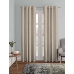HOMEBREW FURNISHINGS Cream 2 Pieces Black Out Door Curtains-image-46