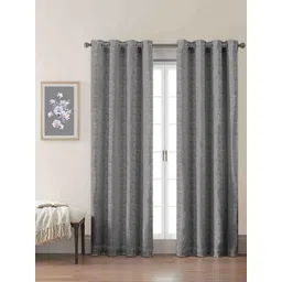 HOMEBREW FURNISHINGS Grey & Beige 2 Pieces Printed Room Darkening Door Curtains-image-24