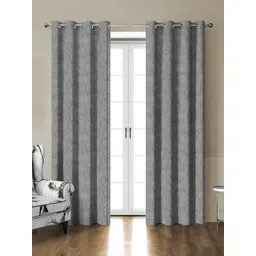 HOMEBREW FURNISHINGS Grey & Brown 2 Pieces Floral Room Darkening Door Curtains-image-31