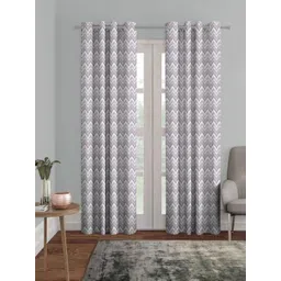 HOMEBREW FURNISHINGS Lavender 2 Pieces Black Out Abstract Printed Long Door Curtains-image-29