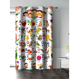 HOMEBREW FURNISHINGS White & Yellow Quirky Printed Door Curtains-image-1