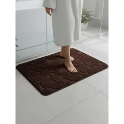 HomeCloud Brown Textured Anti-Skid Memory Foam Bath Rug-picture-39