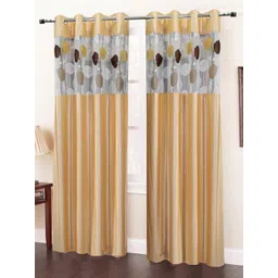 Homefab India Beige & White Set of 2 Sheer Door Curtain-image-44