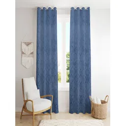 Homefab India Blue 2 Pieces Velvet Room Darkening Door Curtain-picture-26