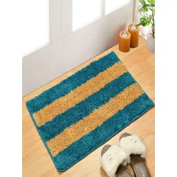 Homefab India Blue & Beige 4 Pieces Striped 1000 GSM Pure Microfiber Anti-Skid Bath Rugs-picture-13