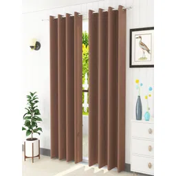 Homefab India Brown Set of 2 Black Out Long Door Curtain-image-3