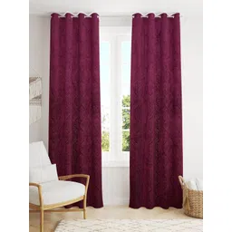 Homefab India Burgundy Set of 2 Room Darkening Window Curtain-picture-20