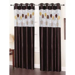 Homefab India Coffee Brown & White Set of 2 Sheer Long Door Curtain-image-46