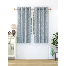 Homefab India Crystal Blue & White 2 Pieces Abstract Printed Window Curtains-image-21