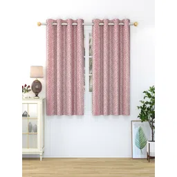 Homefab India Crystal Maroon & Pink 2 Pieces Abstract Printed Window Curtains-image-0