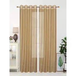 Homefab India Gold-Toned Set of 2 Sheer Door Curtain-image-23