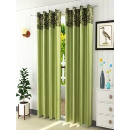 Homefab India Green & Black Set of 2 Long Door Curtain-picture-39