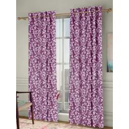 Homefab India Grommet Lavender & White 2 Pieces Floral Long Door Curtains-picture-20