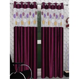 Homefab India Magenta & White Set of 2 Sheer Door Curtain-picture-10