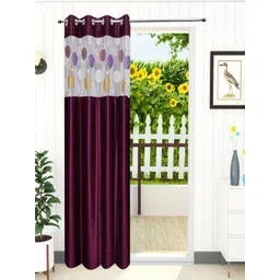 Homefab India Magenta & White Set of 2 Sheer Long Door Curtain image 4