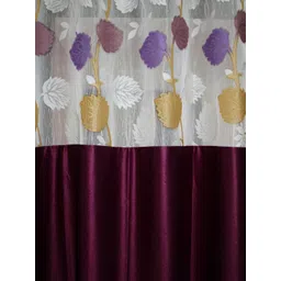 Homefab India Magenta & White Set of 2 Sheer Long Door Curtain image 5