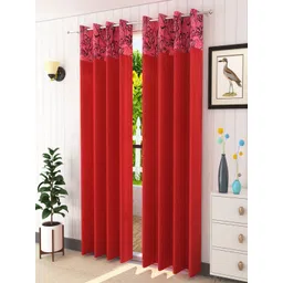 Homefab India Maroon & Black Set of 2 Door Curtains-picture-14