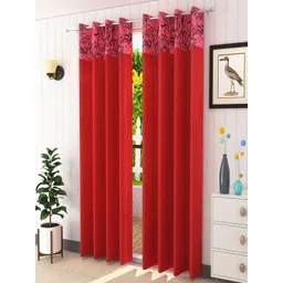 Homefab India Maroon & Black Set of 2 Long Door Curtains-picture-32