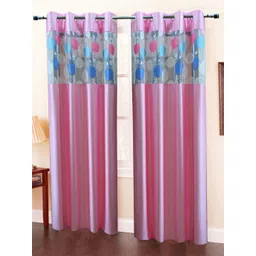 Homefab India Pink & Blue Set of 2 Sheer Long Door Curtain-image-48