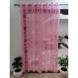 Homefab India Pink Floral Sheer Door Curtain-picture-40