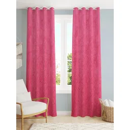 Homefab India Pink Set of 2 Room Darkening Long Door Curtain-picture-22