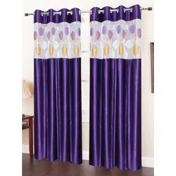 Homefab India Purple & White Set of 2 Sheer Long Door Curtain-image-47