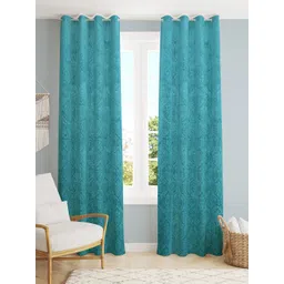 Homefab India Turquoise Blue Set of 2 Room Darkening Door Curtain-picture-25