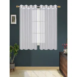 Homefab India White Set of 2 Sheer Window Curtains-image-32