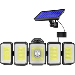 Homehop 300 LED Motion Sensor Light for Home with Solar Panel Powered Wireless, Waterproof, Security, Wall Lamp for Outdoor and Indoor Use (Cool White,ABS- Black)-image-16