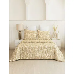 HOMEMONDE Beige & White Floral Printed 210TC Cotton Single Duvet Cover-picture-40