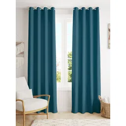 HOMEMONDE Blue 2 Pieces Black Out Window Curtains-picture-27