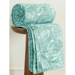 HOMEMONDE Blue & White Floral AC Room 210 GSM Double Bed Dohar-picture-16