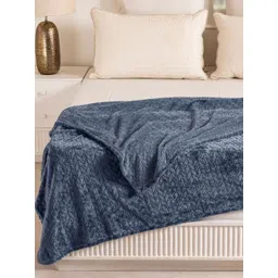 HOMEMONDE Blue Geometric Fleece AC Room Single Bed Blanket-picture-17