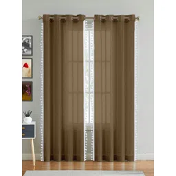 HOMEMONDE Brown 2 Pieces Sheer Cotton Door Curtain-picture-26