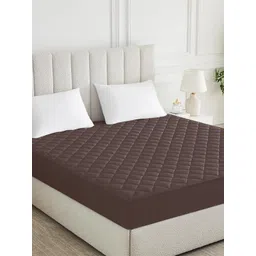 HOMEMONDE Brown Cotton Water Resistant Single Quilted Mattress Protector-picture-38