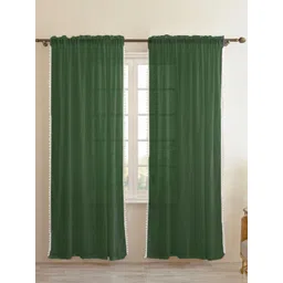 HOMEMONDE Green 2 Pieces Sheer Cotton Window Curtain-picture-18