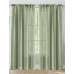 HOMEMONDE Green 2 Pieces Sheer Rod Pocket Window Curtains-picture-11