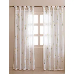HOMEMONDE Green & White 2 Pieces Floral Cotton Sheer Window Curtains-picture-33