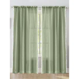 HOMEMONDE Green & White 2 Pieces Sheer Window Curtains-picture-29