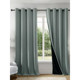 HOMEMONDE Grey & Black 2 Pieces Black Out Window Curtains-picture-19