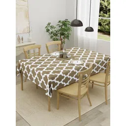 HOMEMONDE Grey & White Printed Pure Cotton 4-Seater Table Cover-picture-11