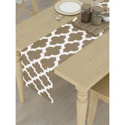 HOMEMONDE Grey & White Printed Pure Cotton 6-Seater Table Runner-picture-33