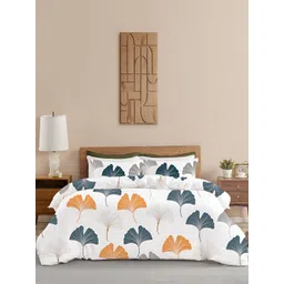 HOMEMONDE Mustard & Grey Floral Printed Cotton Single Duvet Cover-picture-36