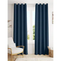 HOMEMONDE Navy Blue 2 Pieces Black Out Window Curtains-picture-28