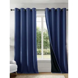 HOMEMONDE Navy Blue Set of 2 Black Out Long Door Curtain-picture-42