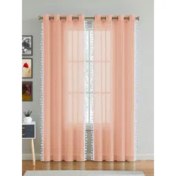 HOMEMONDE Peach-Coloured 2 Pieces Sheer Cotton Long Door Curtain-picture-34