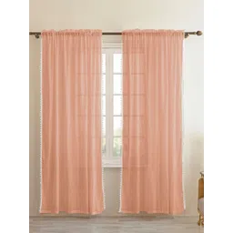 HOMEMONDE Peach-Coloured 2 Pieces Sheer Cotton Long Door Curtain-picture-20