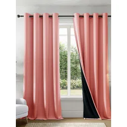 HOMEMONDE Peach-Coloured Black Out Long Door Curtain-picture-10